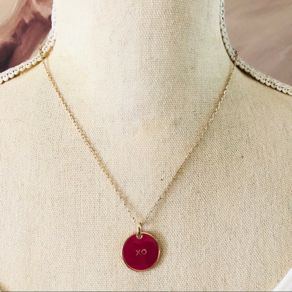 XO rose enamel pendant on chain necklace